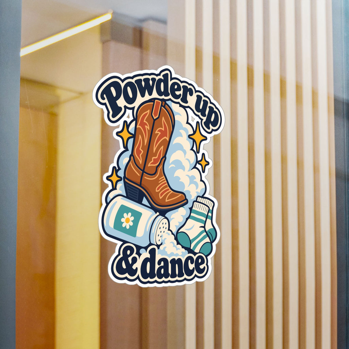 Line Dance Sticker - Powder Up & Dance, Western Dancer Design Inspired by Country Life, Decals for Laptop or Water Bottle