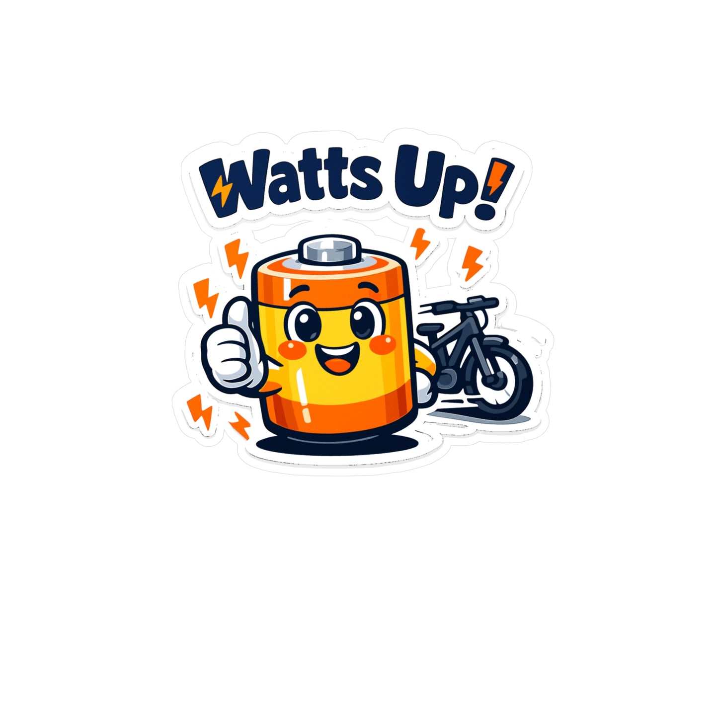 E-Bike Sticker "Watts Up!" Funny Electric Bike Decals for E Cycling, E Cyclist – Waterproof Vinyl for Laptop, Water Bottle