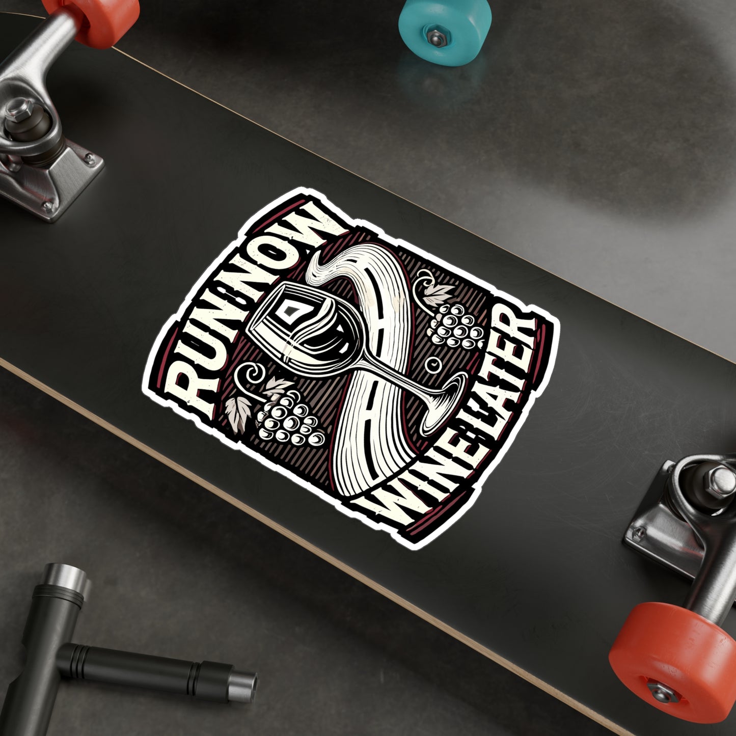 Run Now Wine Later - Running Sticker for Car Window Laptop Sticker. Water Bottle Sticker, Vinyl Wine Decal, Fitness Sticker - Running Gift