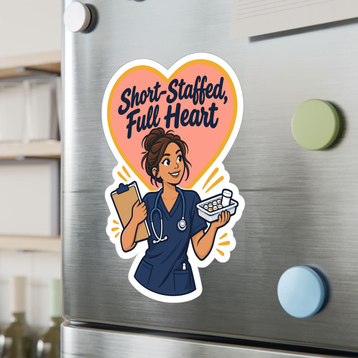 Nurse Sticker “Short-Staffed, Full Heart” Vinyl Decals for Laptop, Water Bottle, Nursing Student Gift