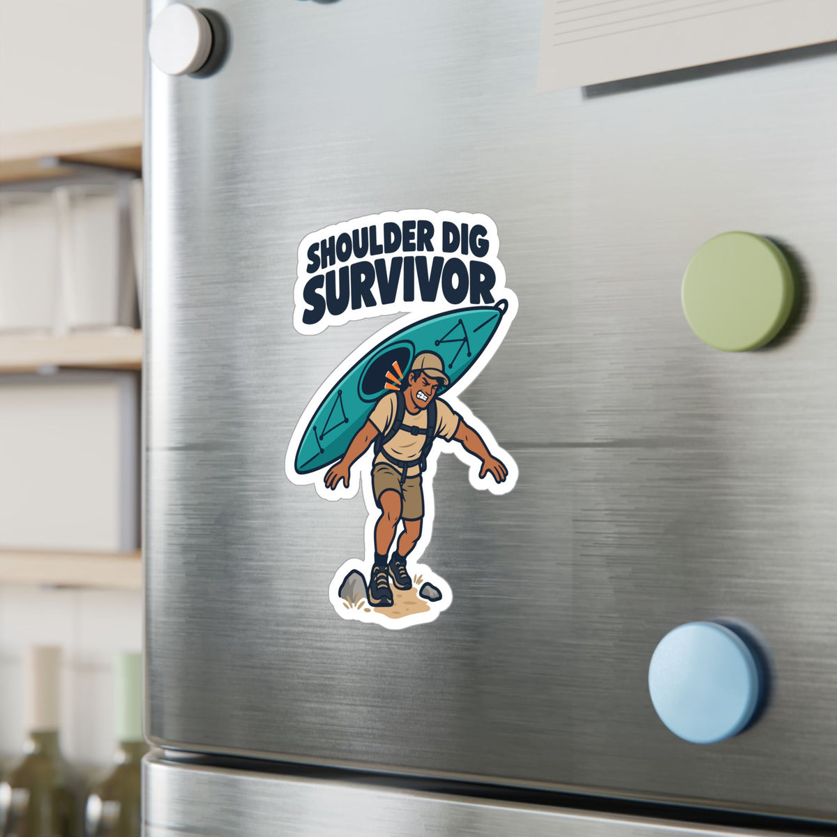 Kayak Sticker – Shoulder Dig Survivor Decals for Kayaking and Rowing Fans, Laptop and Water Bottle