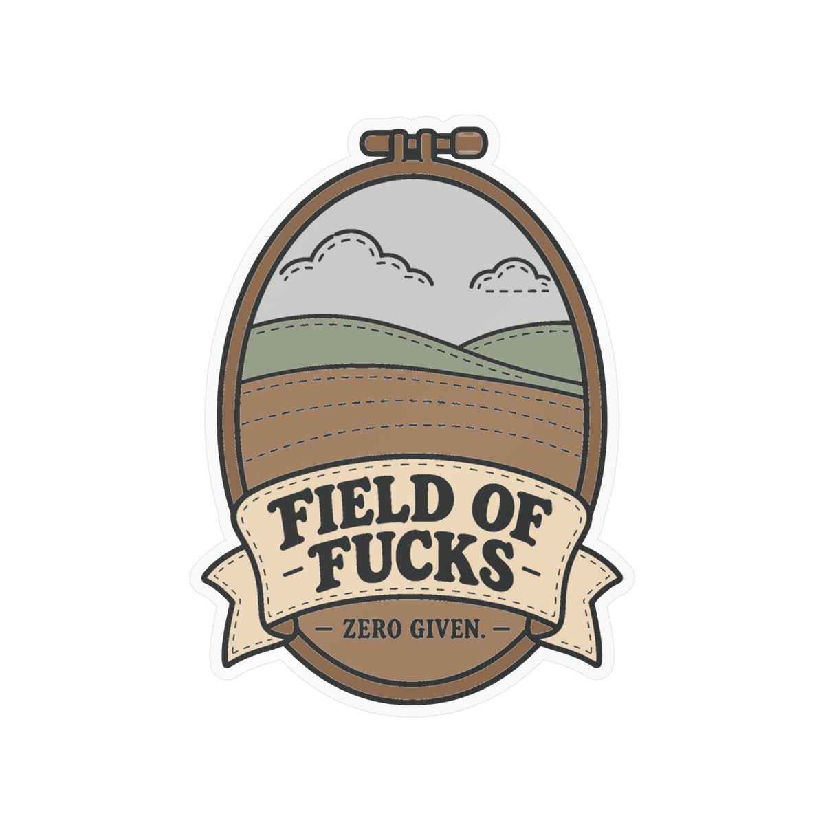 Embroidery Sticker - Field Of Fucks Design for Needlework and Stitching Fans, Crafting Decals for Laptop or Water Bottle