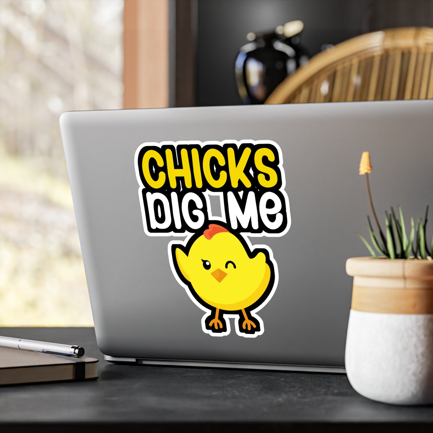 Chicks dig me - Farmer Sticker for Wall, Laptop, Window, Truck, Car Farmer Gift Vinyl Funny Decal Sticker