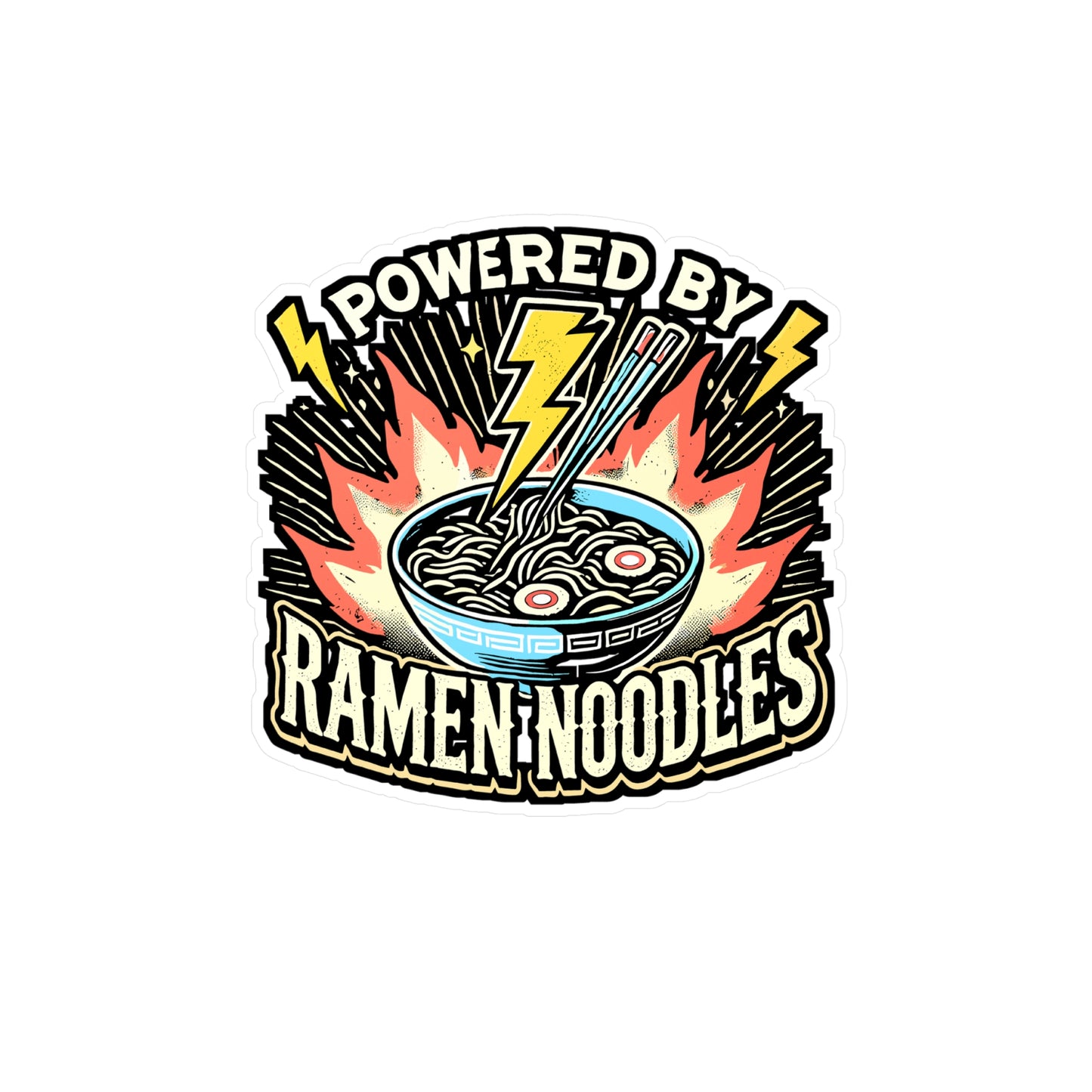 Powered By Ramen Noodles – Vinyl Sticker for Laptop & Water Bottle | Funny Ramen Lover Gift, Noodles Decal