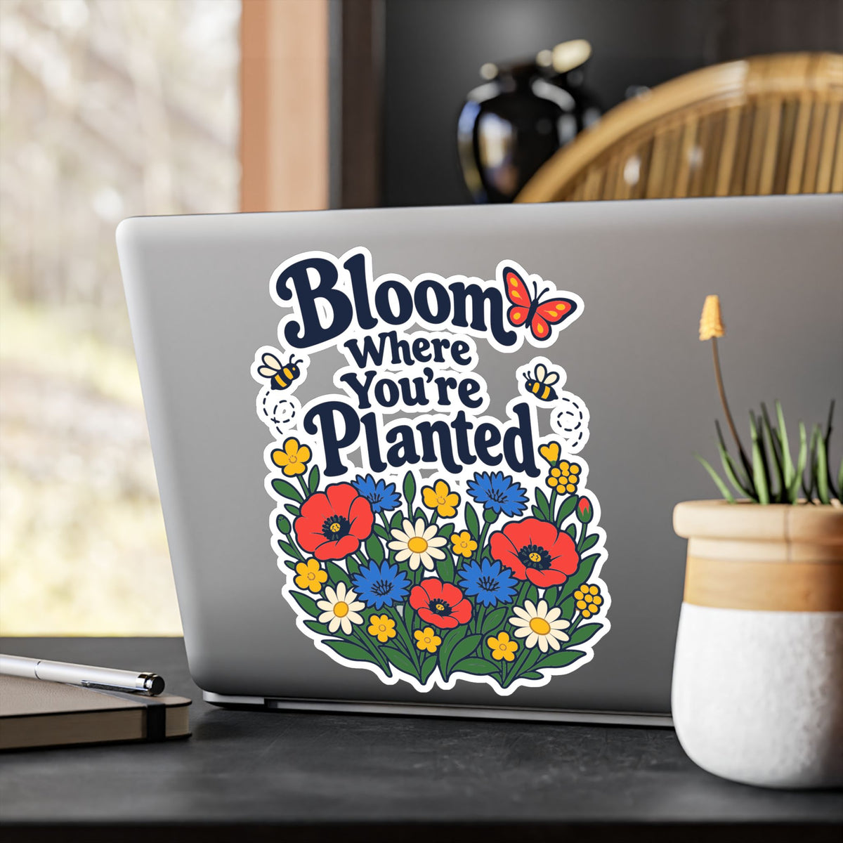 Plants Sticker - Bloom Where You’re Planted, Nature-Inspired Dandelion Decals for Laptop and Water Bottle, Friendship Design