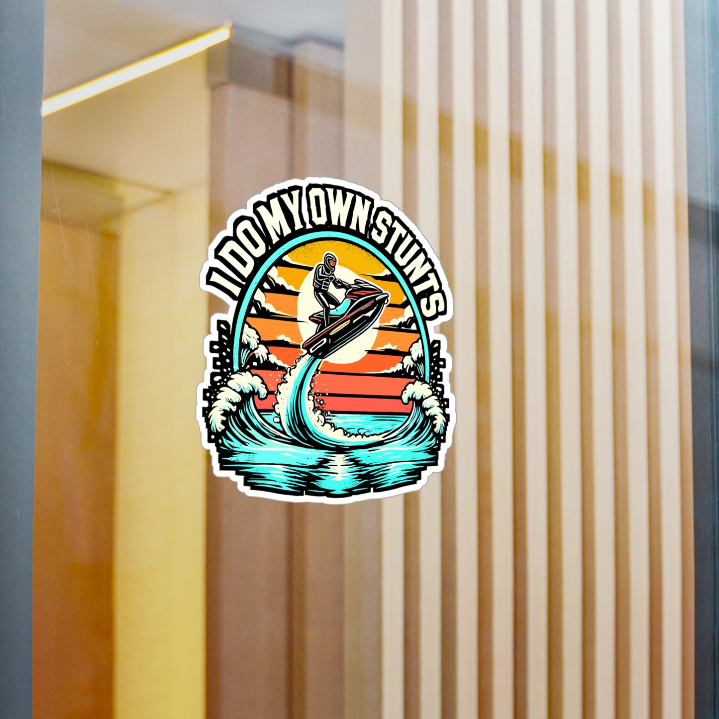 I Do My Own Stunts – Skiing Vinyl Decal for Laptop or Water Bottle | Jet Ski Gift, Outdoor Sports Decor