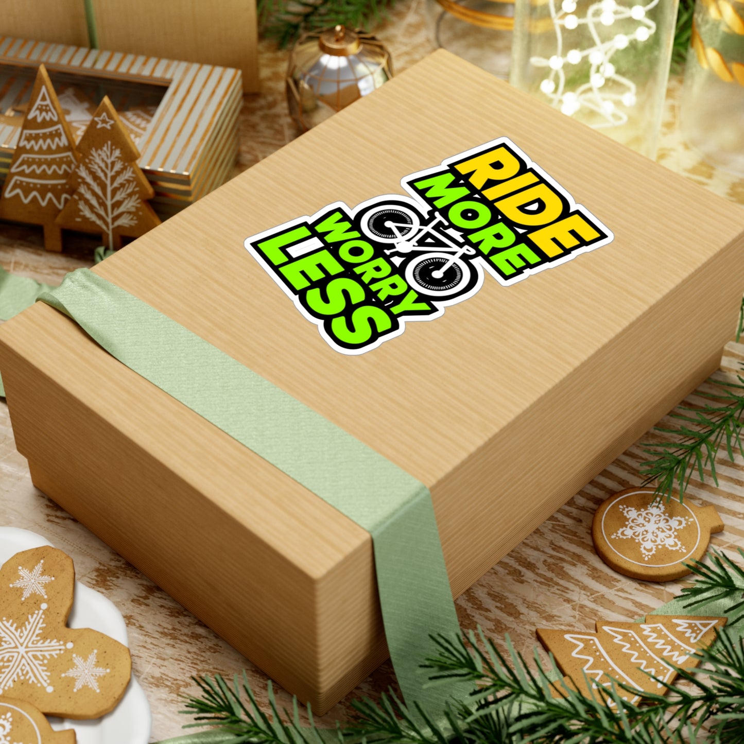 Ride more, worry less   - Cycling Sticker for Window Laptop Sticker. Water Bottle Sticker, Vinyl Cyclist Decal - Cycling Gift