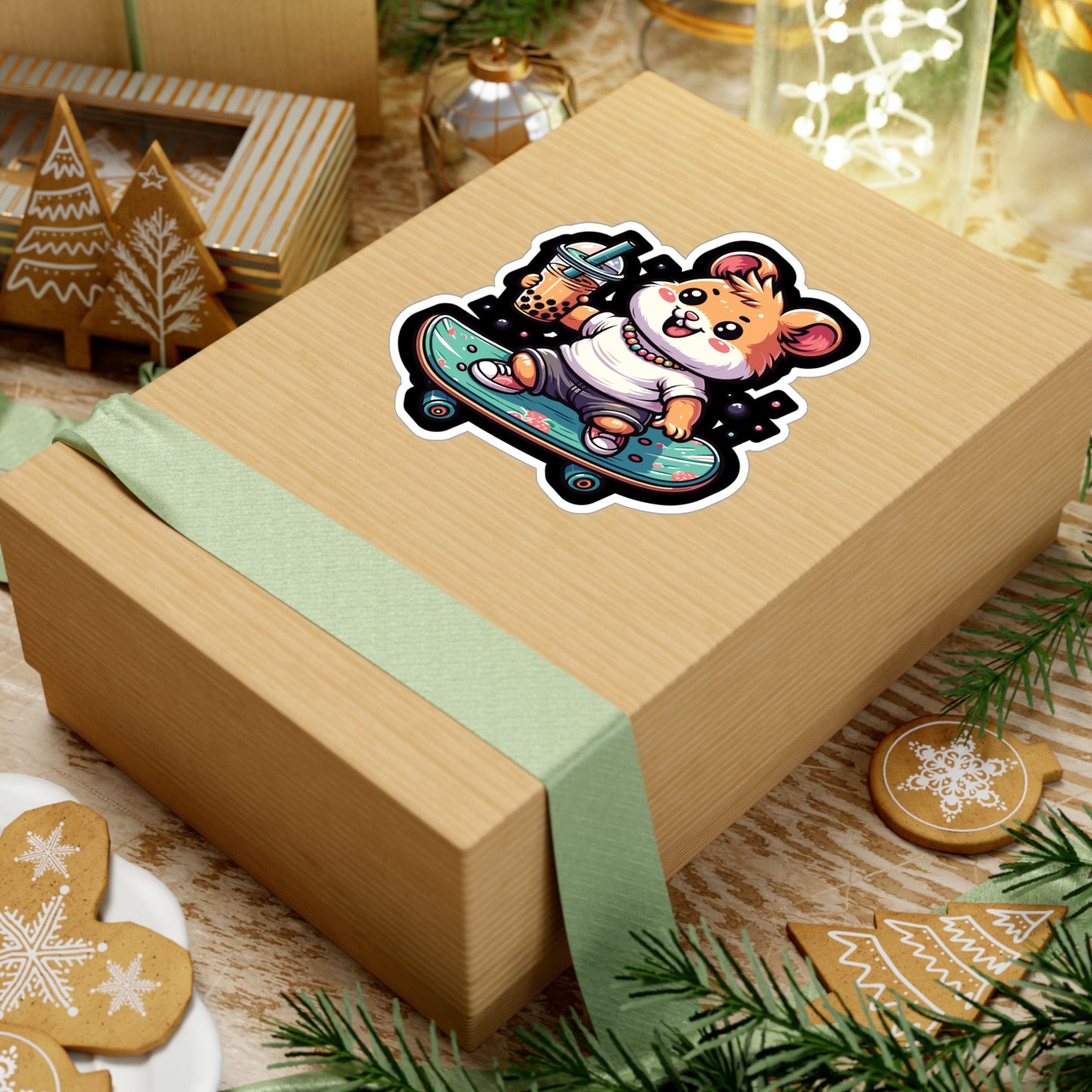 Skateboard Hamster - Hamster Sticker for Laptop Sticker. Water Bottle Sticker, Vinyl Skateboard Decal - Hamster Gift