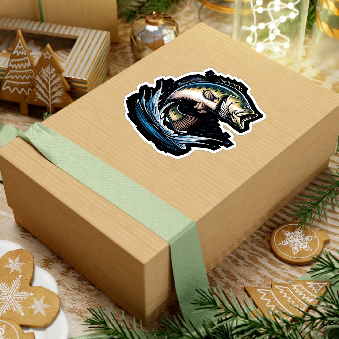 Jumping Bass Fish - Bass Sticker for Car Window Laptop Sticker. Water Bottle Sticker, Vinyl Fishing Decal, Aquatic Sticker - Bass Gift