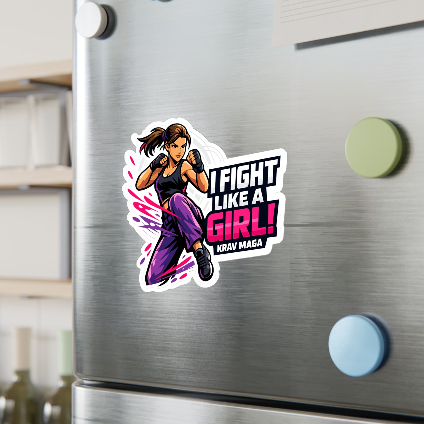 Krav Maga Sticker I Fight Like a Girl! Martial Arts Self Defense Vinyl Waterproof decals for Laptop or Water Bottle Fitness