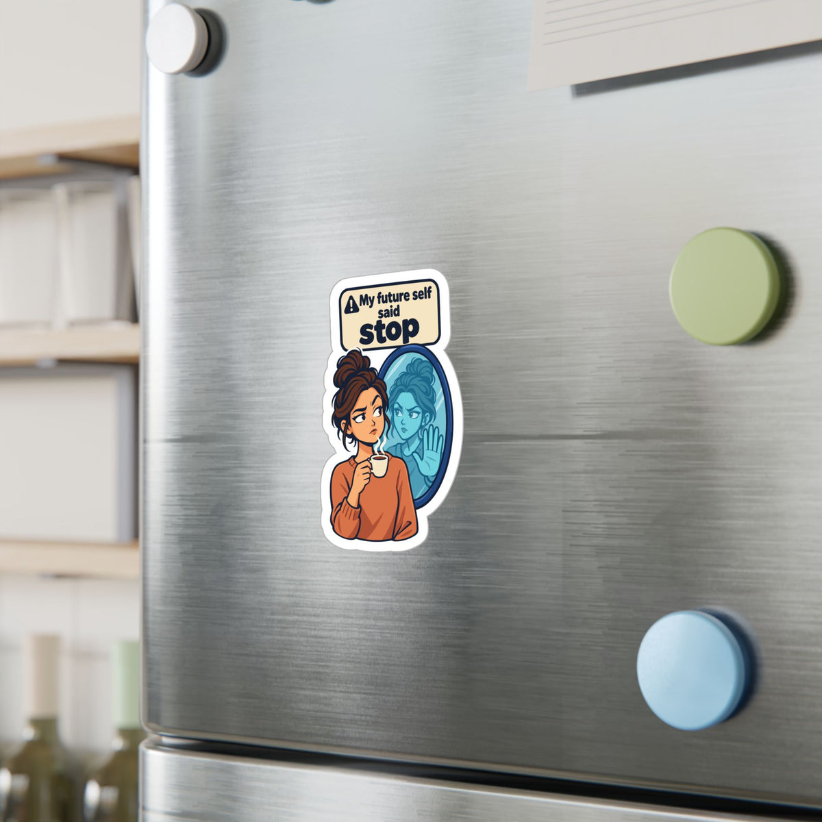 Comic Sticker – My Future Self Said Stop, Doppelgänger Warning Decals for Laptop and Water Bottle