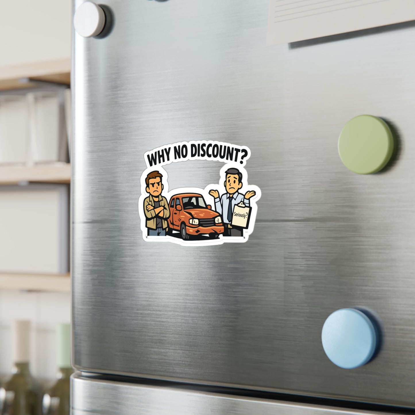 Insurance Agent Sticker "Why No Discount?" Funny Insurance Agent Decals, Waterproof Vinyl for Laptop Water Bottle, Policy Premium Liability Humor