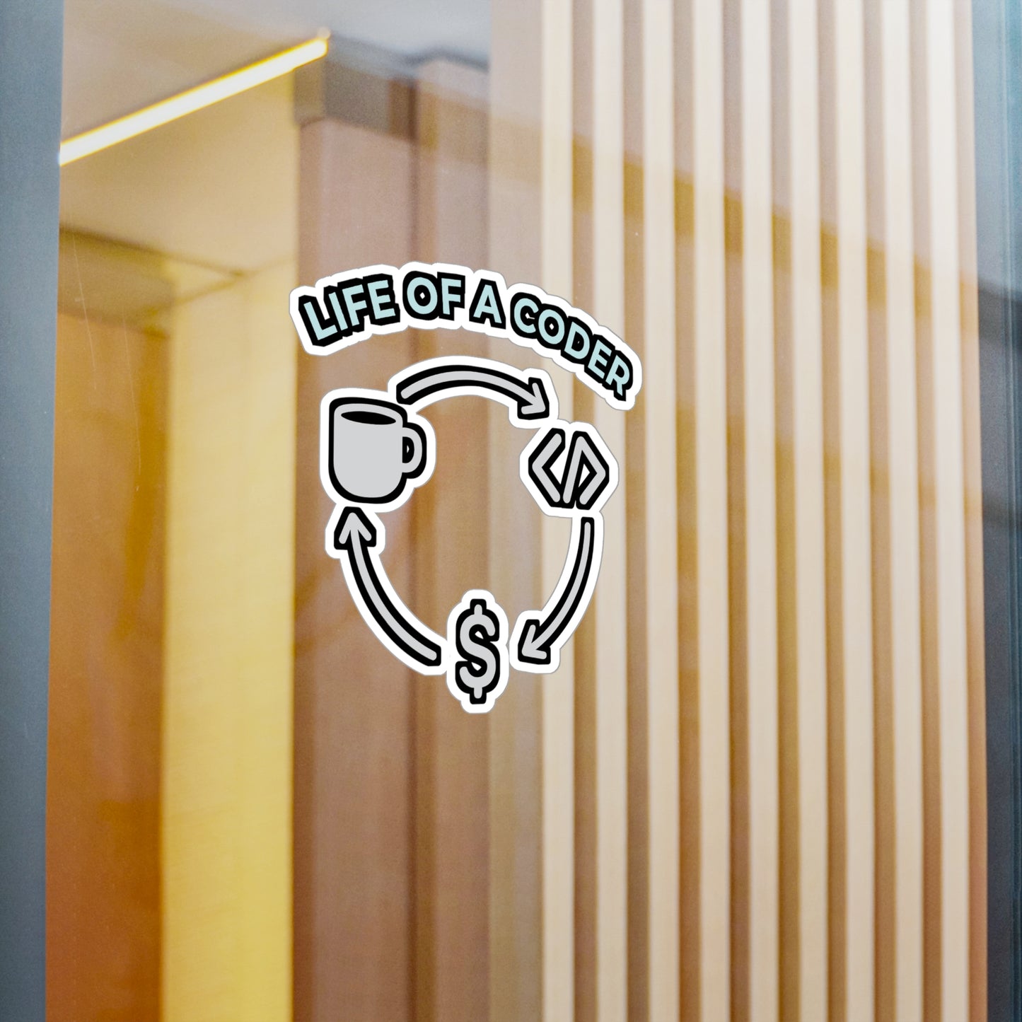 Life Of A Coder - Coding Sticker for Laptop, Water Bottle - Gift for Programmers, Computer Science Students