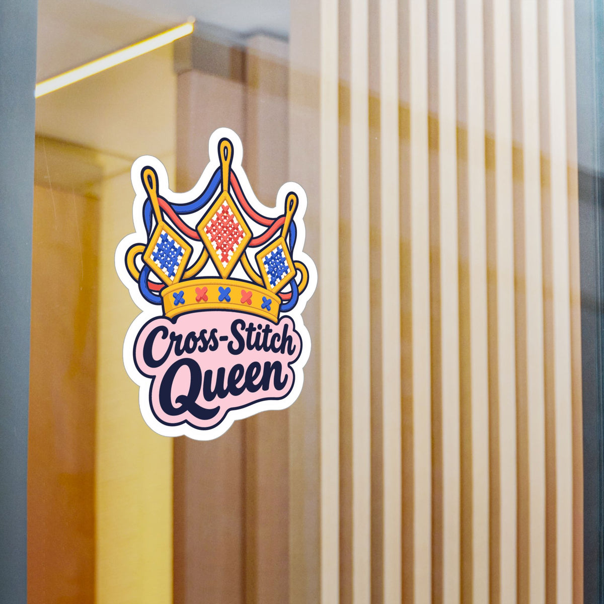 Embroidery Sticker - Cross-Stitch Queen Decals for Crafting, Needlework and Stitching Fans, Laptop and Water Bottle