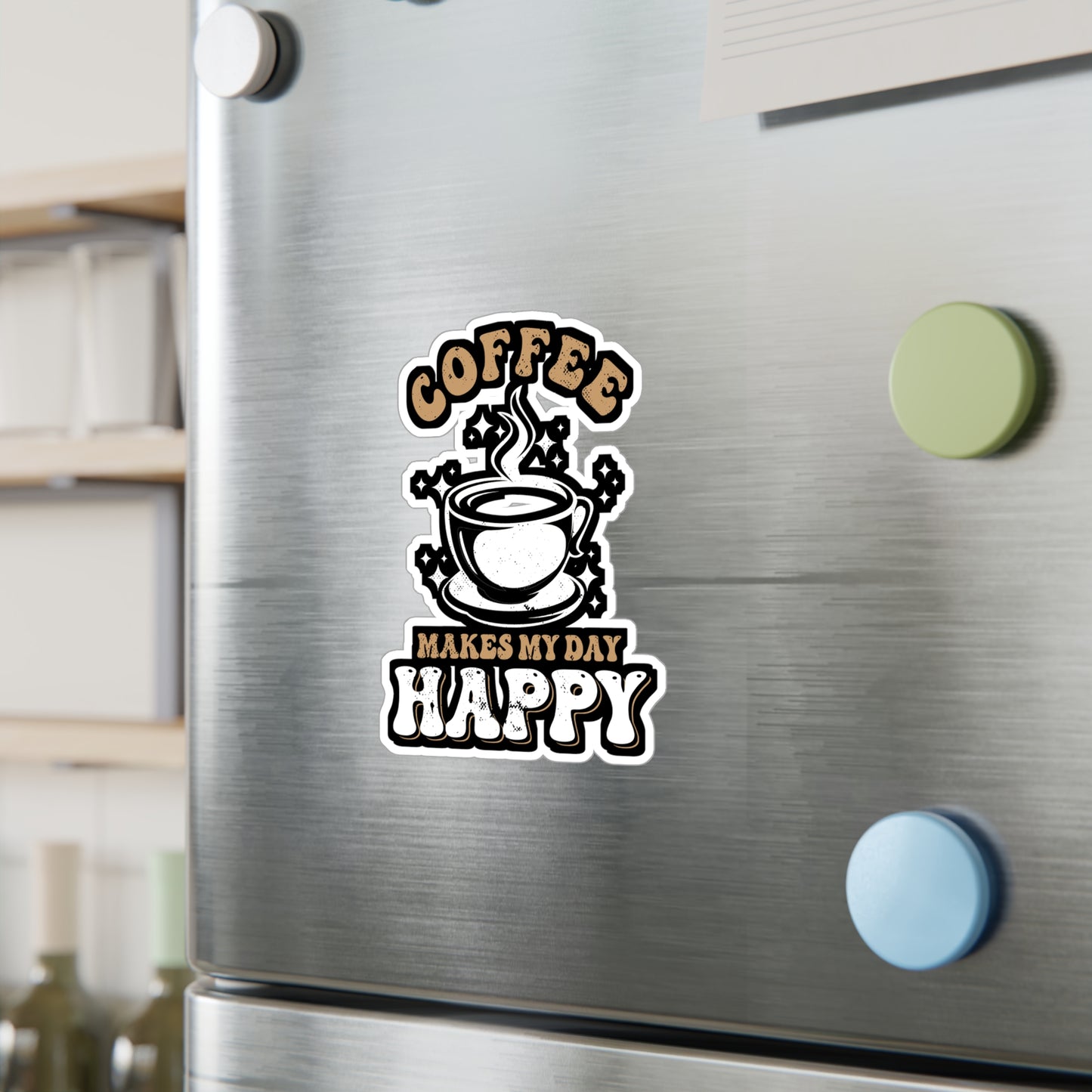 Coffee makes my day happy - Coffee Sticker for Laptop Sticker. Water Bottle Sticker, Vinyl Cappuccino Decal - Coffee Gift