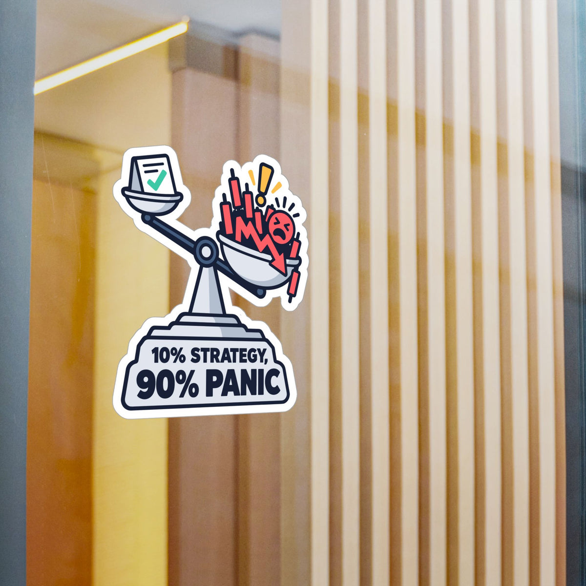 Day Trading Sticker - 10% Strategy, 90% Panic - Funny Stock Market and Forex Trader Decals for Laptop or Water Bottle