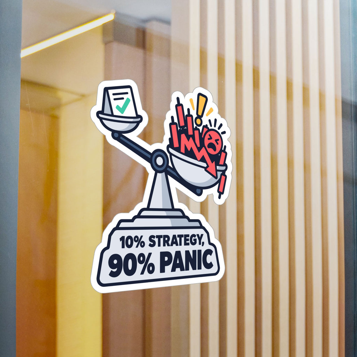 Day Trading Sticker - 10% Strategy, 90% Panic - Funny Stock Market and Forex Trader Decals for Laptop or Water Bottle