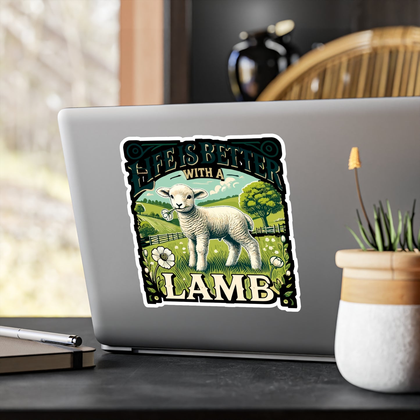 Life Is Better With A Lamb - Lamb Sticker for Car Window Laptop Sticker. Water Bottle Sticker, Vinyl Farm Decal, Animal Sticker - Lamb Gift
