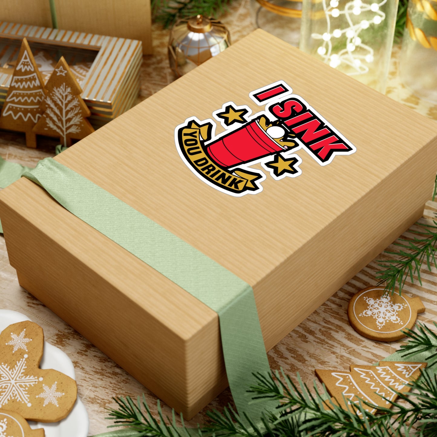 I Sink You Drink Beer Pong - Beer-pong Sticker for Laptop Sticker. Water Bottle Sticker, Vinyl Glory Decal - Beer-pong Gift