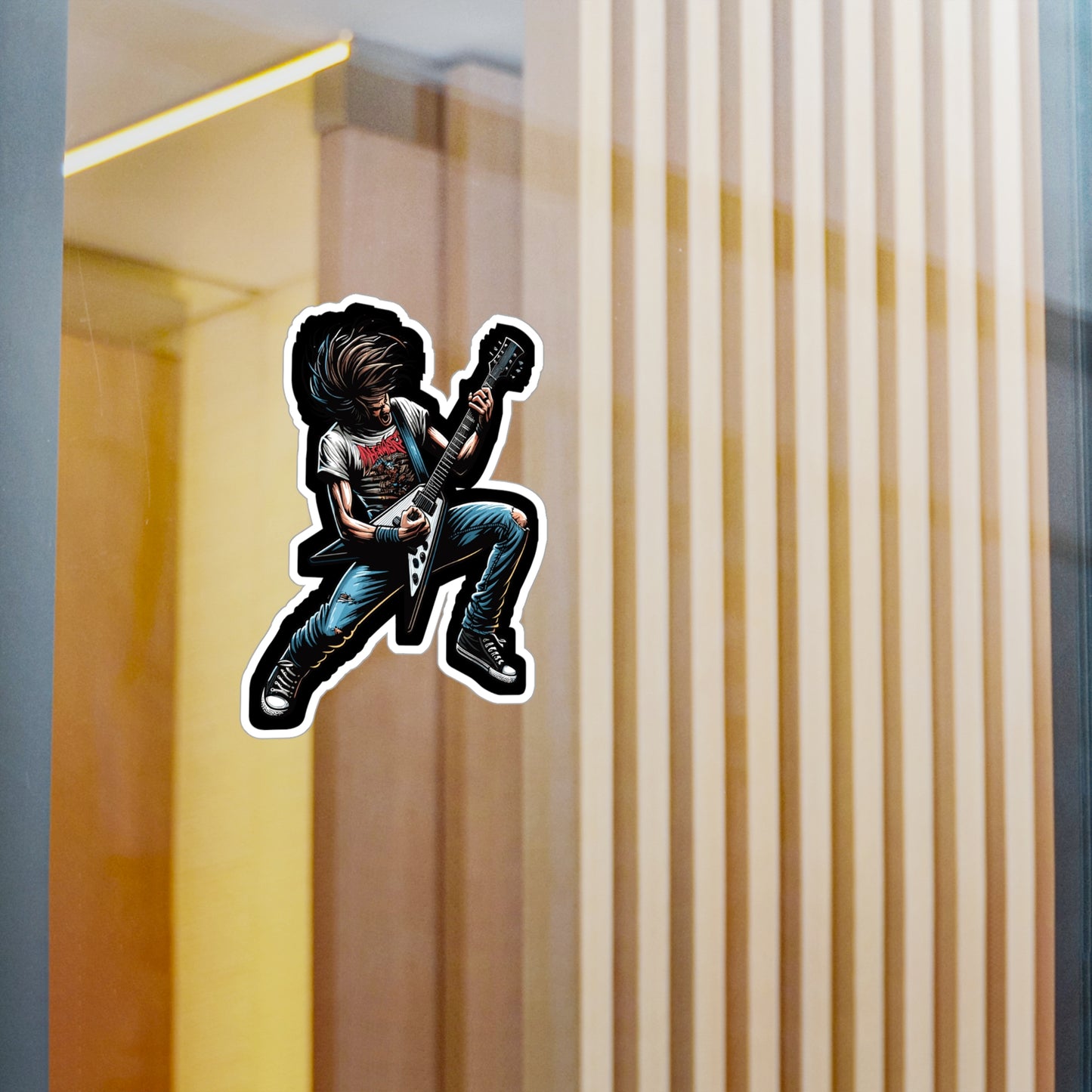 Guitar Headbang - Guitar Sticker for Car Window Laptop Sticker. Water Bottle Sticker, Vinyl Bass-player Decal, Treble Sticker - Guitar Gift