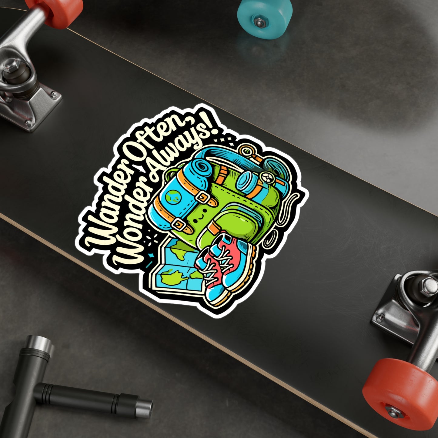 Wander Often Wonder Always - Adventure Sticker for Laptop Sticker. Water Bottle Sticker, Vinyl Hiking Decal - Adventure Gift