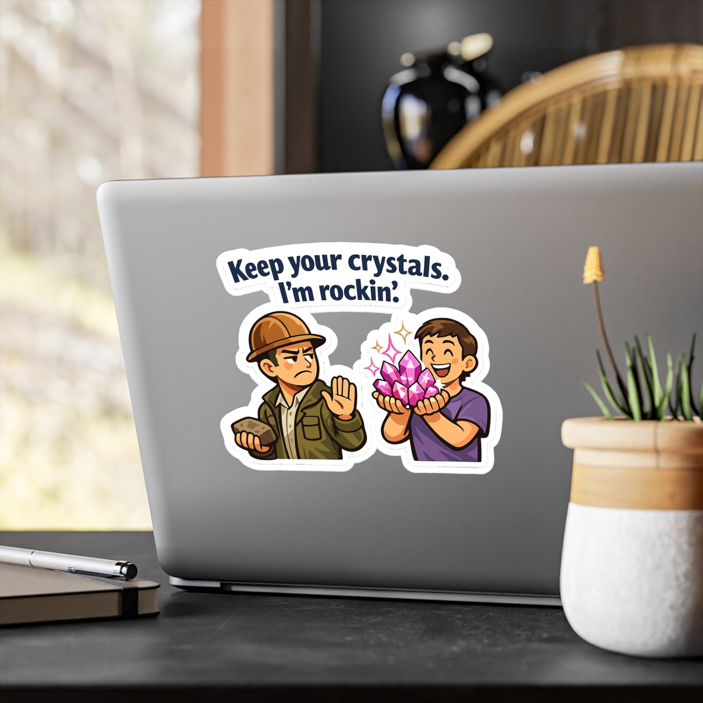 Geologie Sticker "Keep your crystals. I'm rockin'" – Funny geology rocks minerals tectonics decals, waterproof vinyl sticker for laptop water bottle