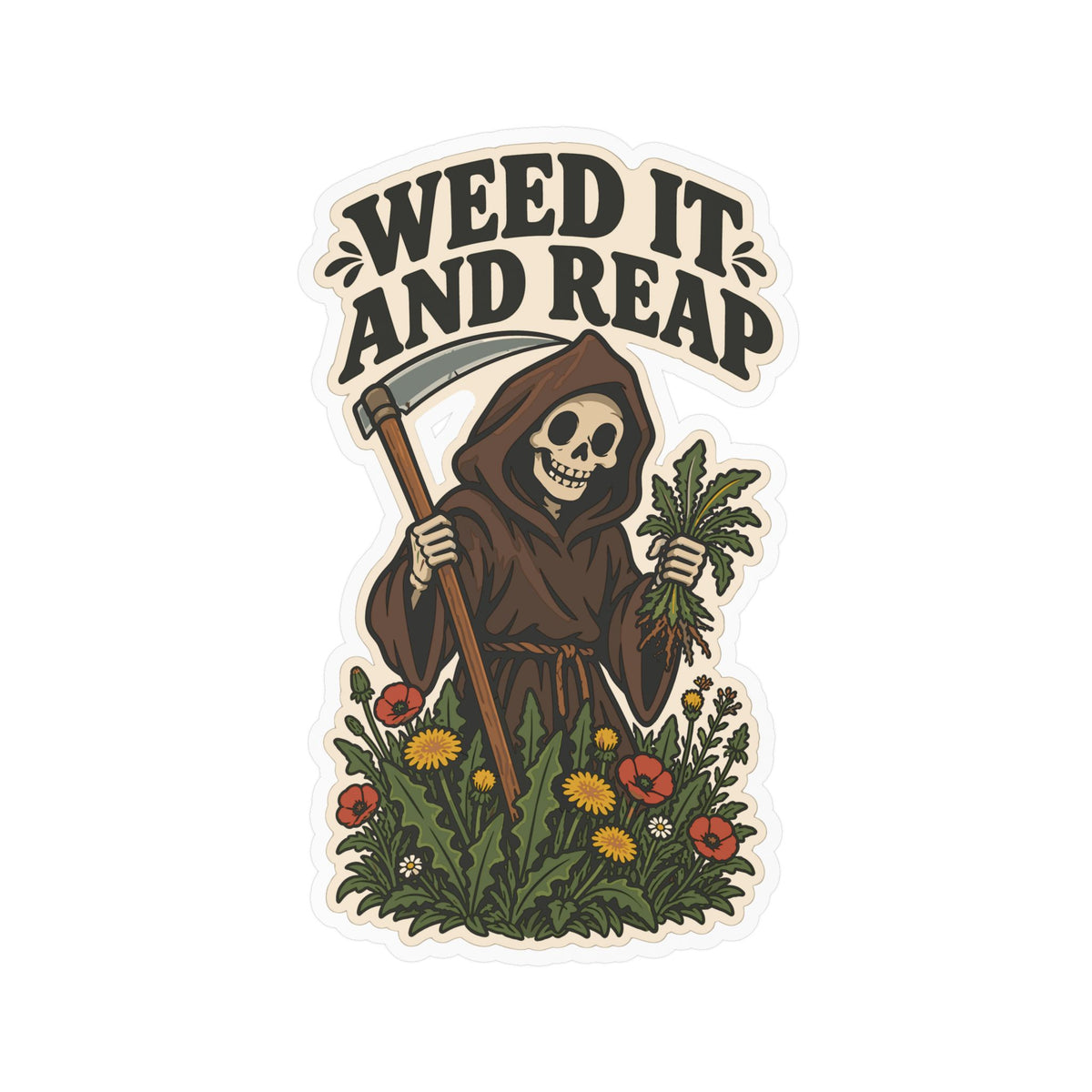 Plants Sticker - Weed It And Reap Dandelion Design, Nature-Inspired Friendship Decals for Laptop and Water Bottle