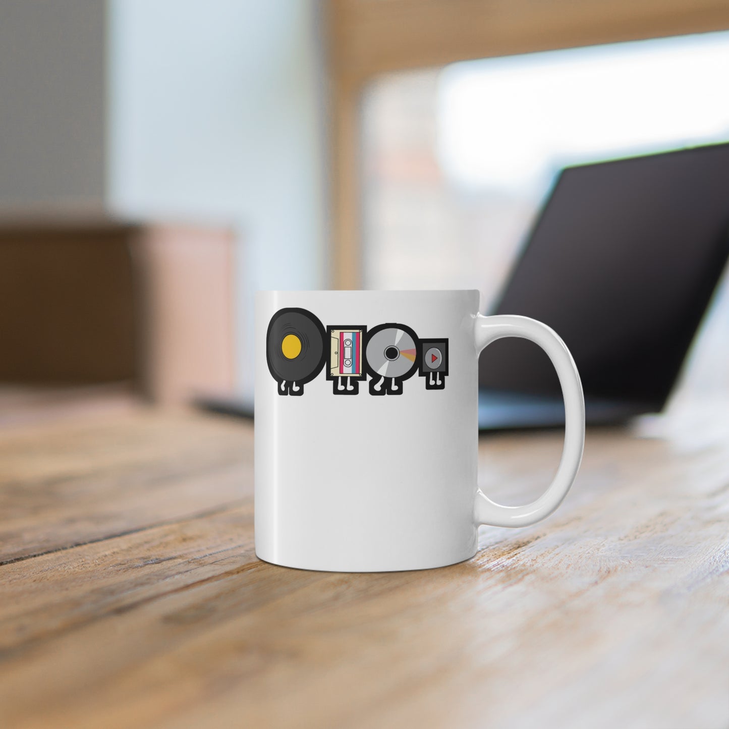 Audio player evolution - Vinyl Mug for Coffee 11oz. Vinyl Cup, White ceramic, Record Mug, Turntable Tea Cup - Vinyl Gift