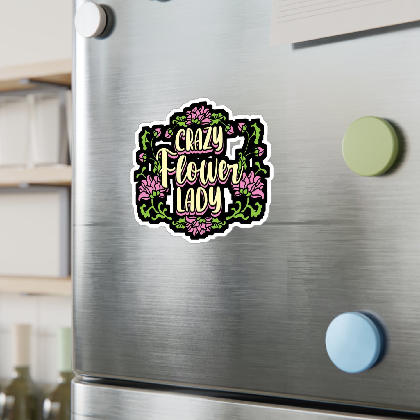 Crazy Flower Lady - Florists Sticker for Laptop Sticker. Water Bottle Sticker, Vinyl Gardening Decal - Florists Gift