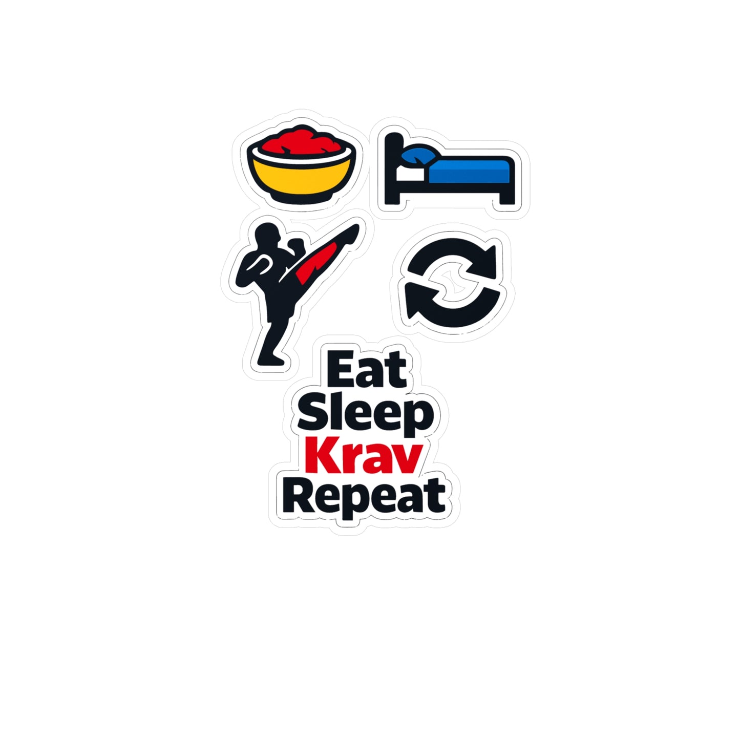 Krav Maga Sticker Eat Sleep Krav Repeat – Waterproof Vinyl Decals for Laptop, Water Bottle, Martial Arts Self Defense Fitness
