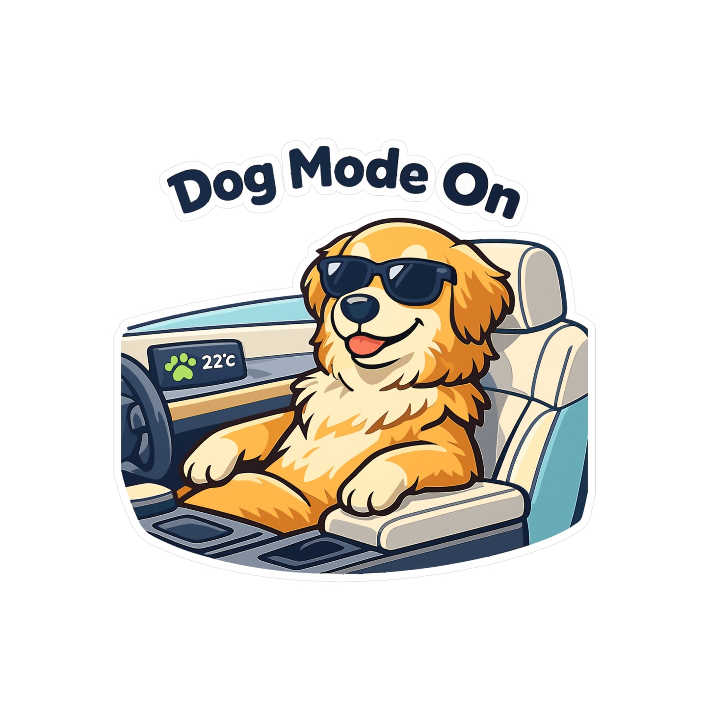 Electric Car Sticker Dog Mode On – Funny Waterproof Vinyl Decals for Electric Vehicle, Rechargeable Battery Laptop, Water Bottle