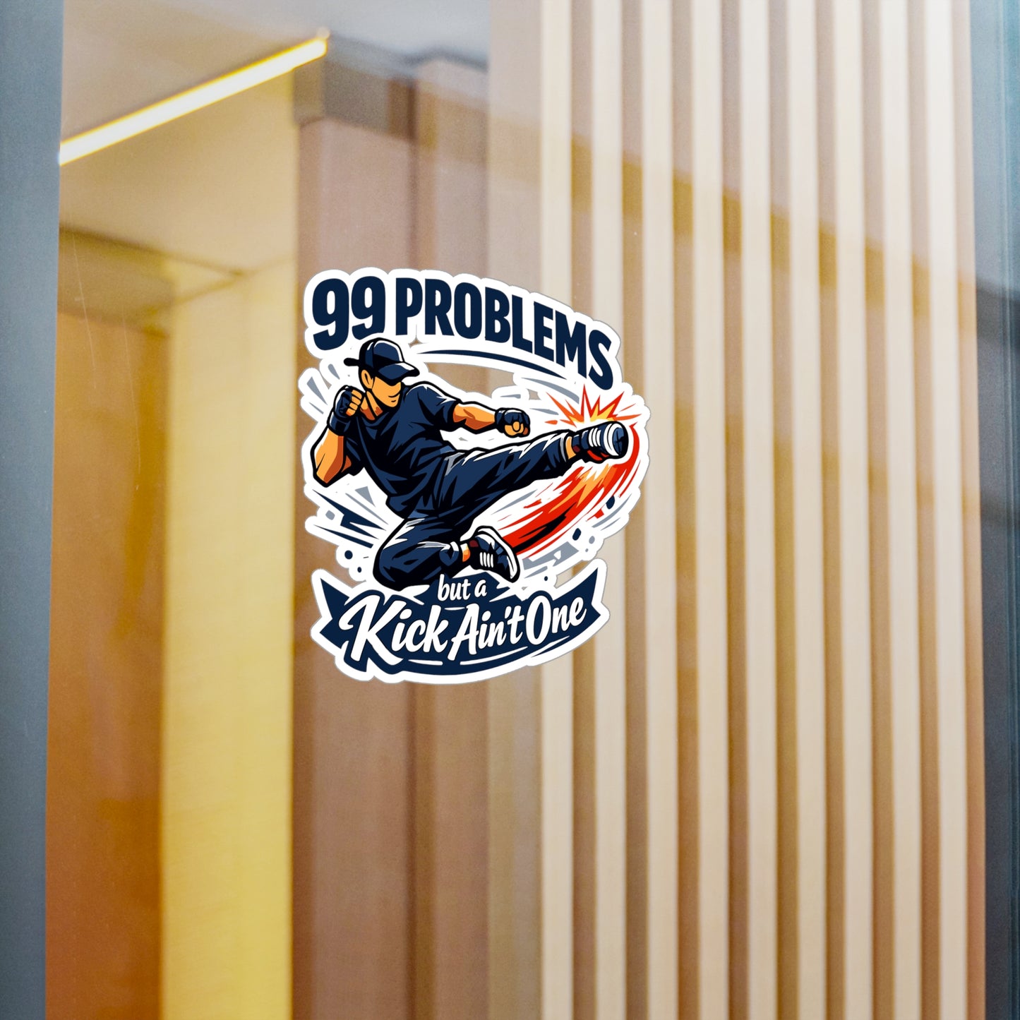 Krav Maga Sticker “99 Problems but a Kick Ain’t One” Funny Martial Arts Decals, Waterproof Vinyl for Laptop, Water Bottle, Self Defense Fitness Design