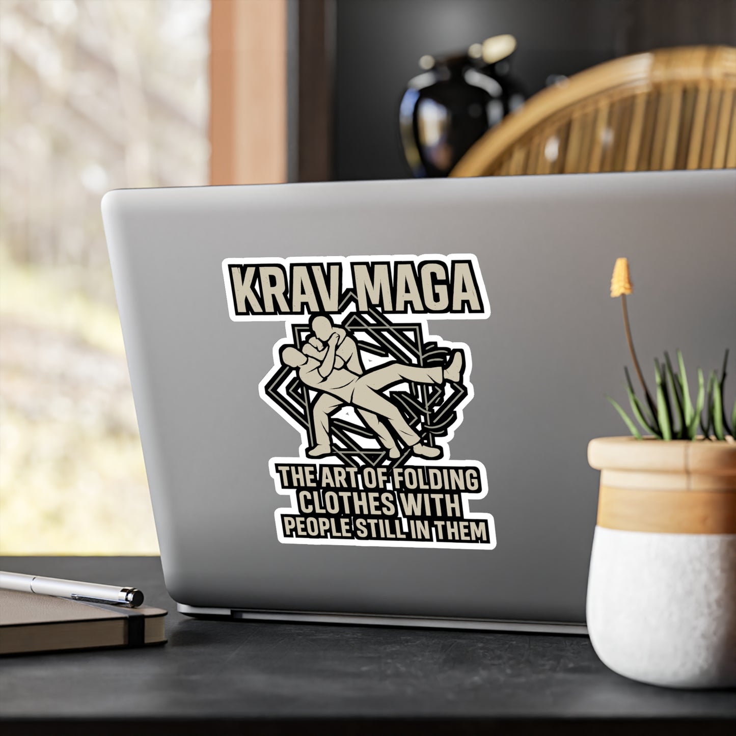 Krav Maga Sticker – Funny Martial Arts Decal for Laptop or Water Bottle, Self Defense Fitness Vinyl Stickers, Waterproof