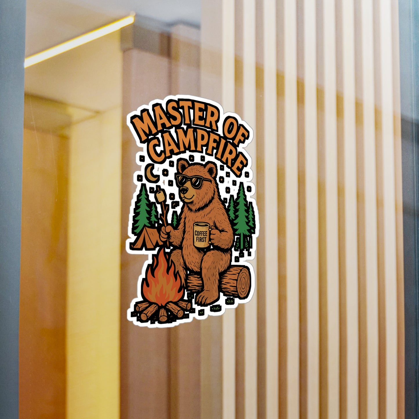 Master Of The Campfire – Camping Sticker for Laptop & Water Bottle | Vinyl Campfire Decal | Outdoor Adventure Gift
