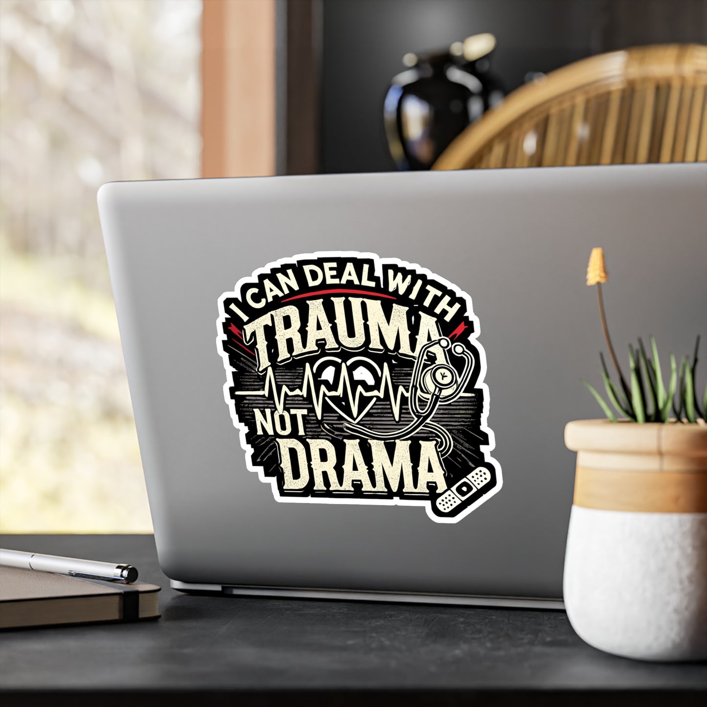 I Can Deal With Trauma Not Drama - Nurse Sticker for Laptop Sticker. Water Bottle Sticker, Vinyl Nursing student Decal - Nurse Gift