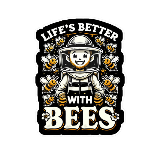 Life's Better with Bees - Beekeeping Sticker for Laptop Sticker. Water Bottle Sticker, Vinyl Brood Decal - Beekeeping Gift