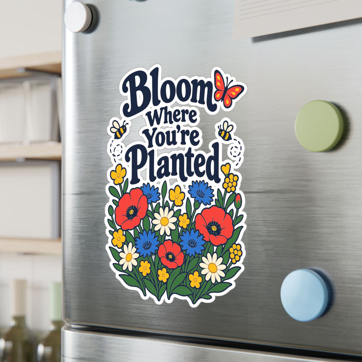 Plants Sticker - Bloom Where You’re Planted, Nature-Inspired Dandelion Decals for Laptop and Water Bottle, Friendship Design
