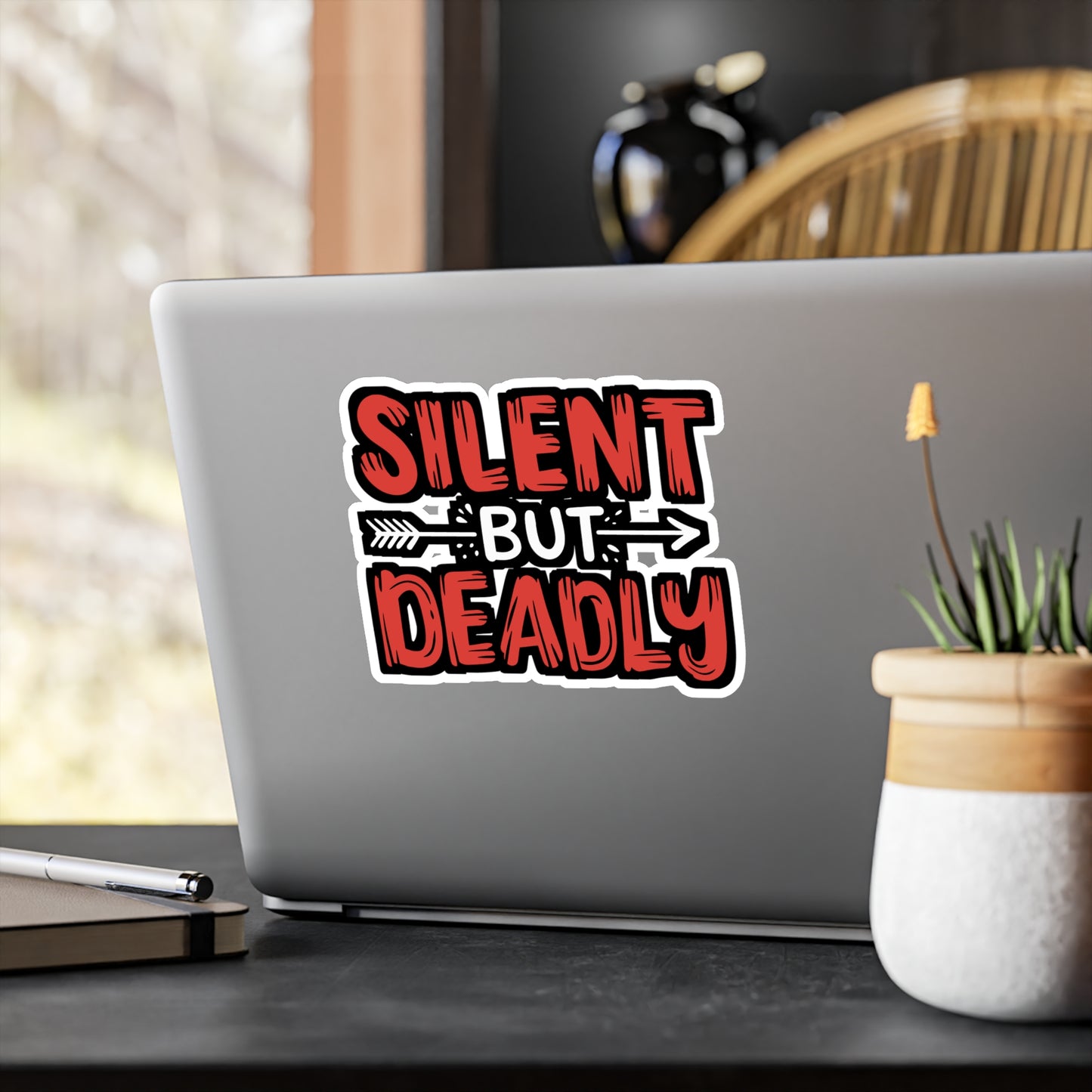 Silent But Deadly - Archery Sticker for Laptop Sticker. Water Bottle Sticker, Vinyl Prehistoric Decal - Archery Gift