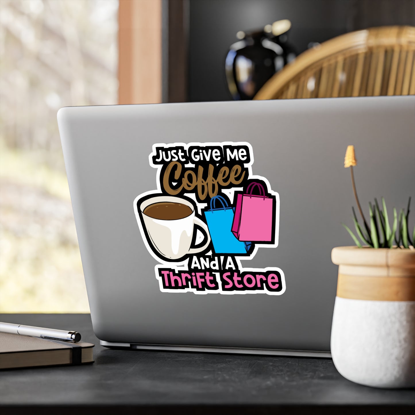 Coffee And A Thrift Store | Thrifting Sticker | Thrift Decals | Junk Laptop Sticker | Thrifting Gift | Thrift Gift