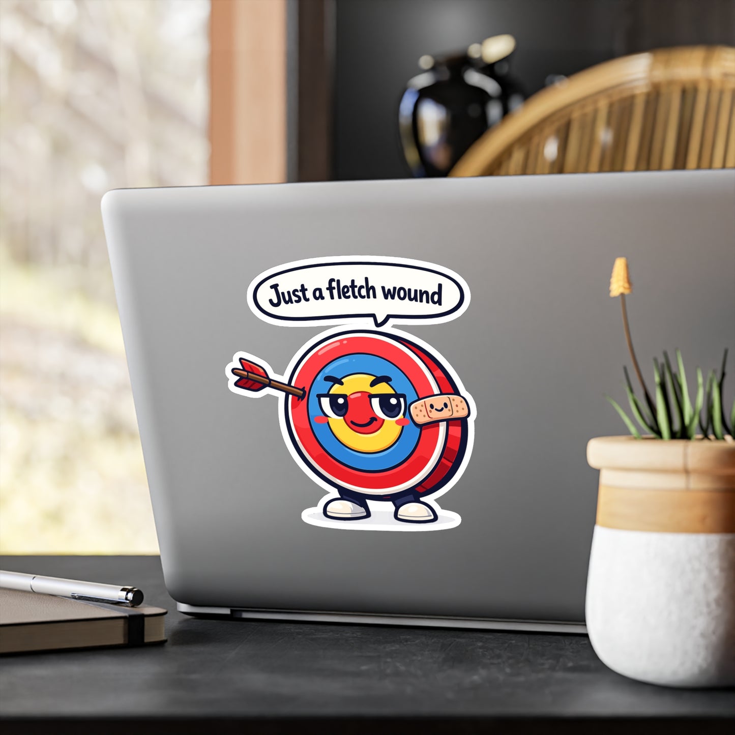Archery Sticker Just a fletch wound Funny Archer Hunting Shoot Vinyl Waterproof Decals for Laptop Water Bottle