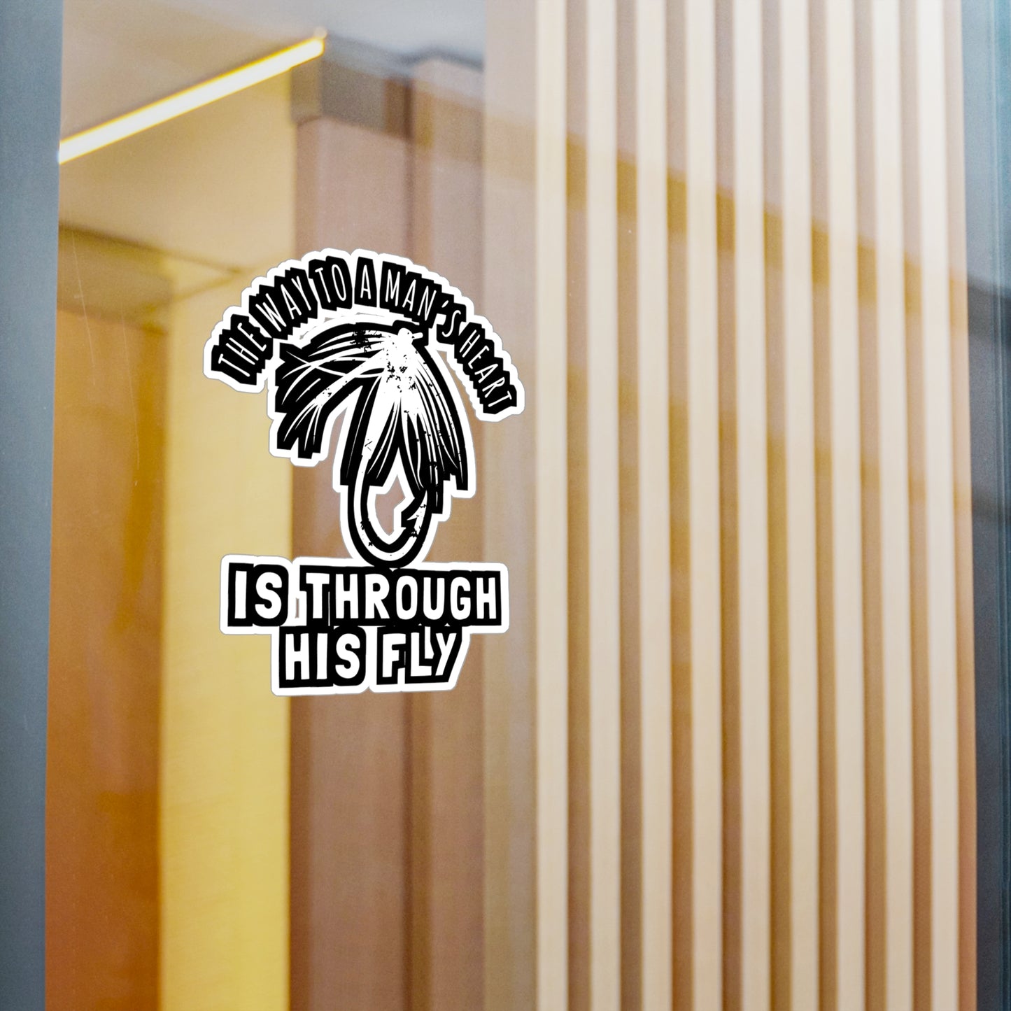 The Way To A Man's Heart is Through His Fly - Fly-fishing Sticker for Laptop Sticker. Water Bottle Sticker, Vinyl Angling Decal - Fly-fishing Gift