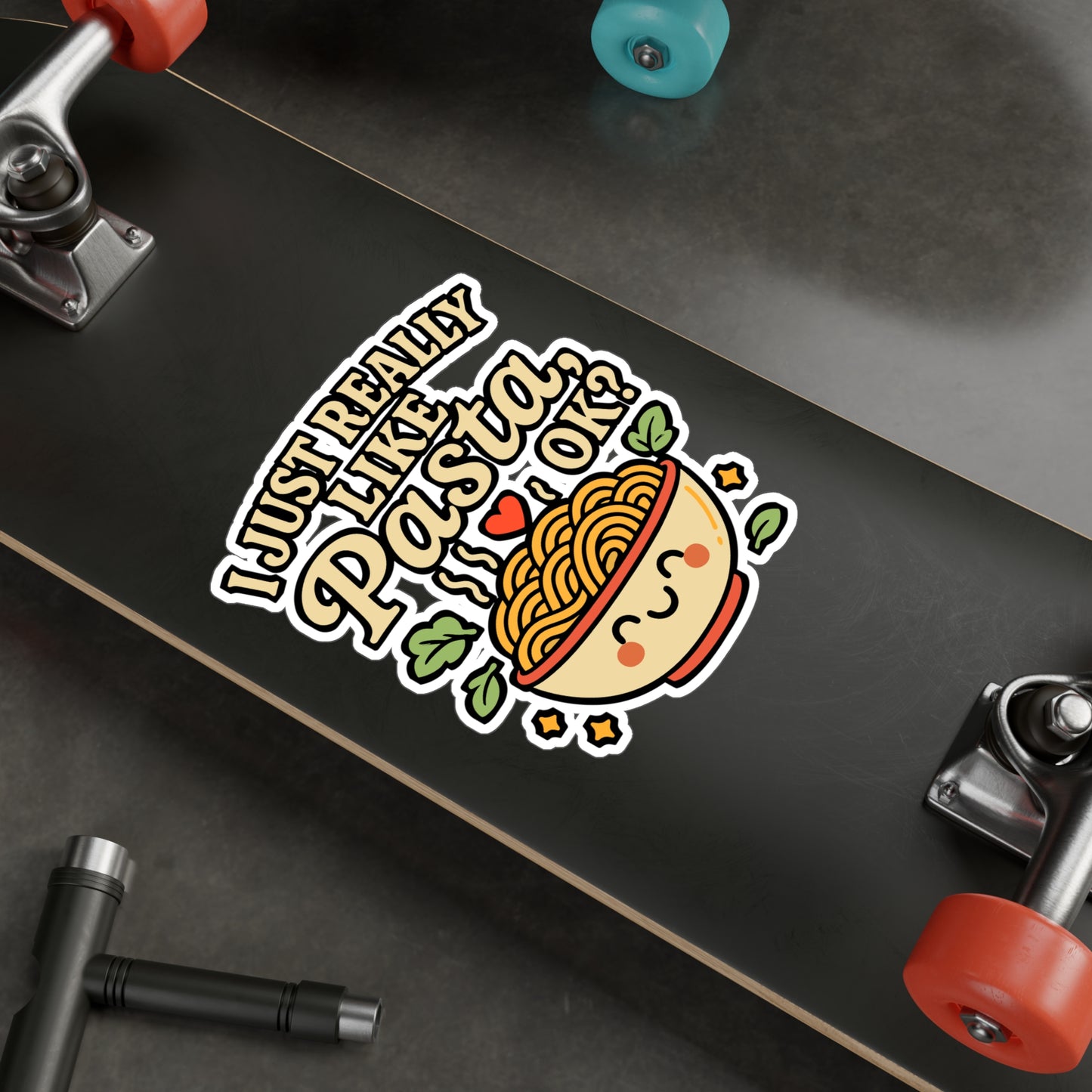 I Just Really Like Pasta, Ok? – Funny Pasta Sticker for Laptop, Water Bottle & Notebook | Vinyl Spaghetti Decal, Food Lover Gift