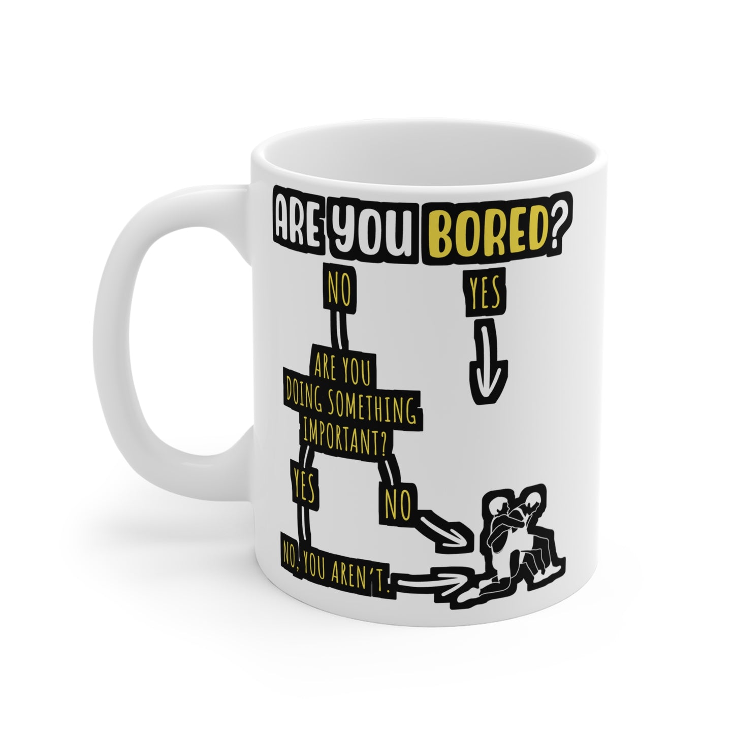 Are You Bored - Wrestle Mug for Coffee 11oz. Wrestle Cup, White ceramic, Wrestling Mug, Cradle Tea Cup - Wrestle Gift