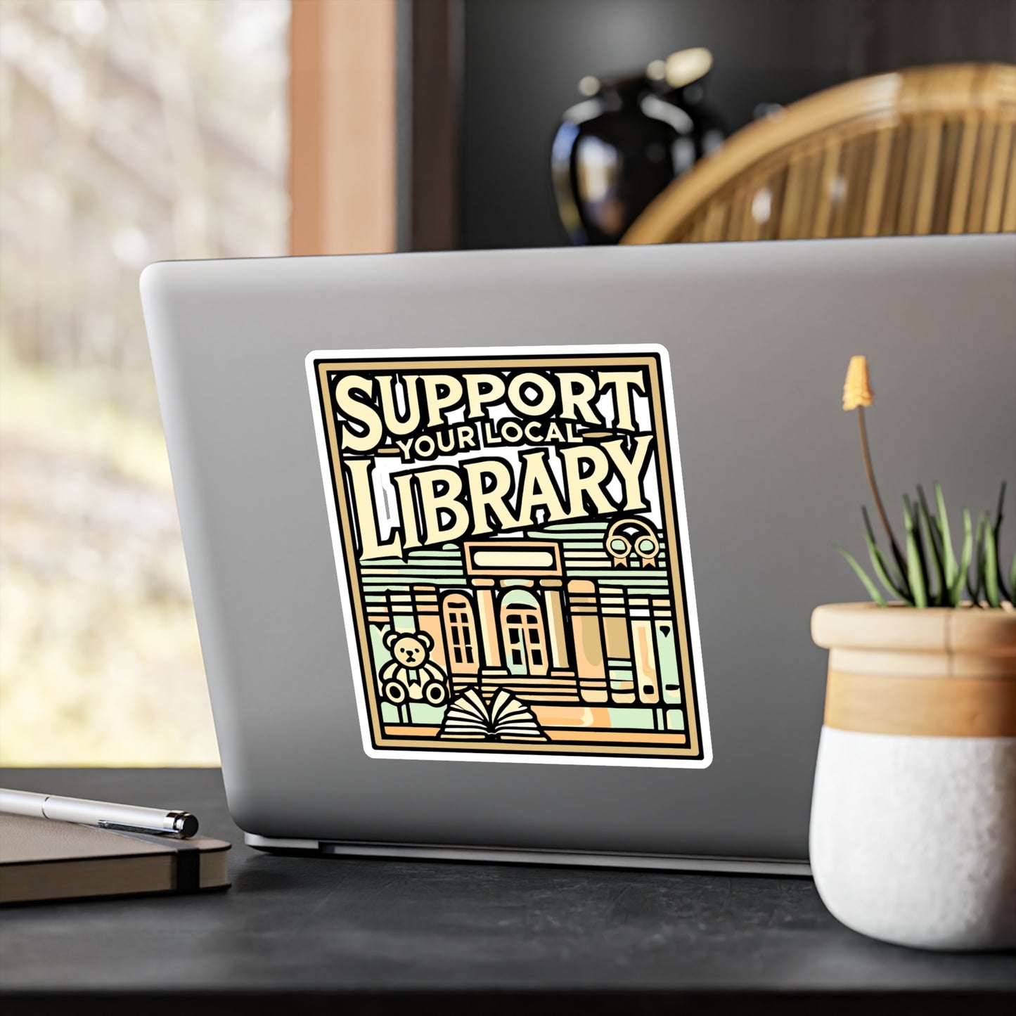 Support Your Local Library – Librarian Sticker for Laptop or Water Bottle | Vinyl Library Decal, Gift for Book Lovers