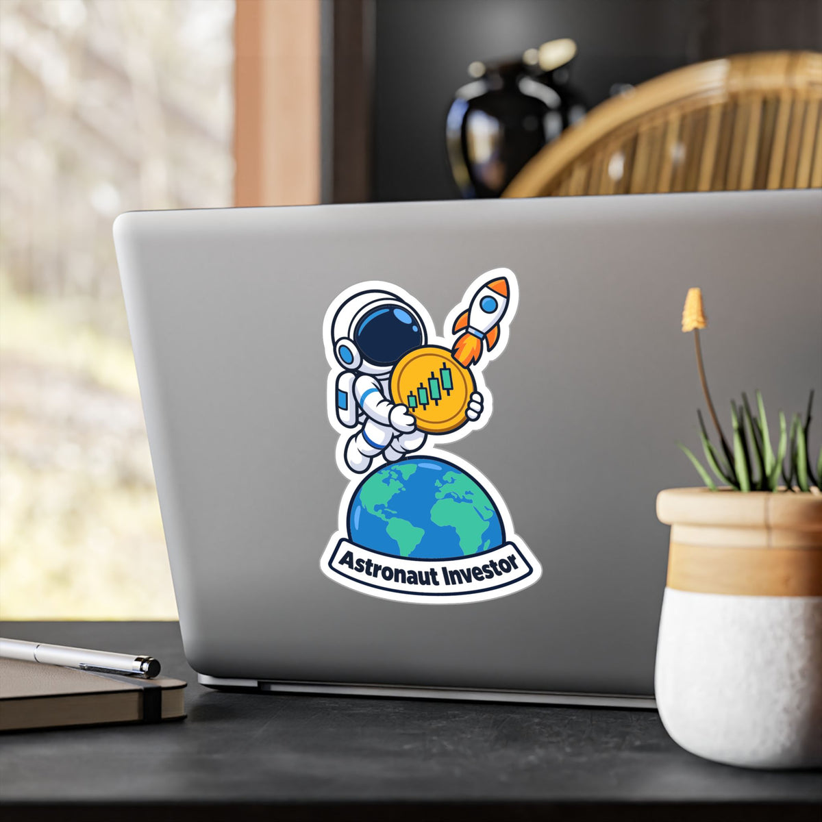 Day Trading Sticker - Astronaut Investor Design for Stock Market and Forex Traders, Laptop and Water Bottle Decals