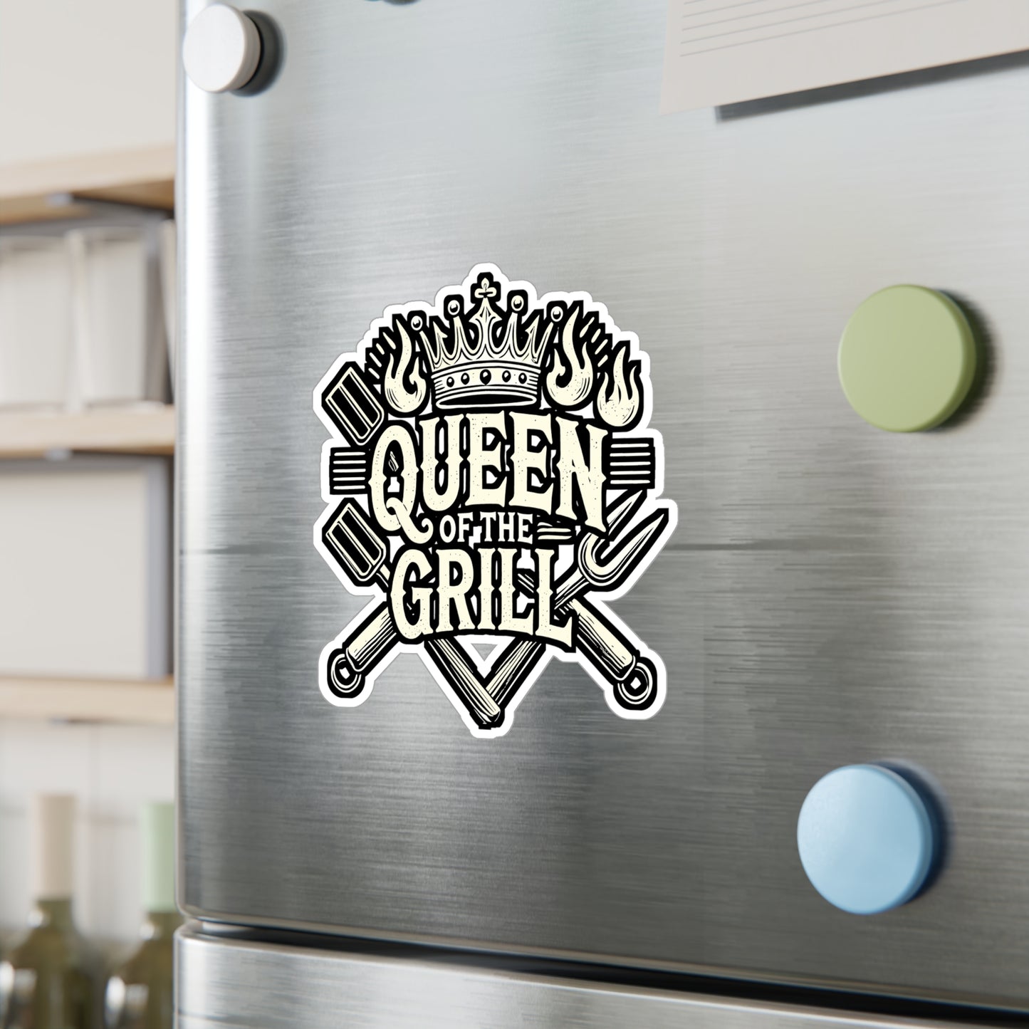 Queen Of The Grill – BBQ Sticker for Car, Laptop, or Water Bottle | Vinyl Steak Decal | Perfect Tailgate Gift for BBQ Lovers
