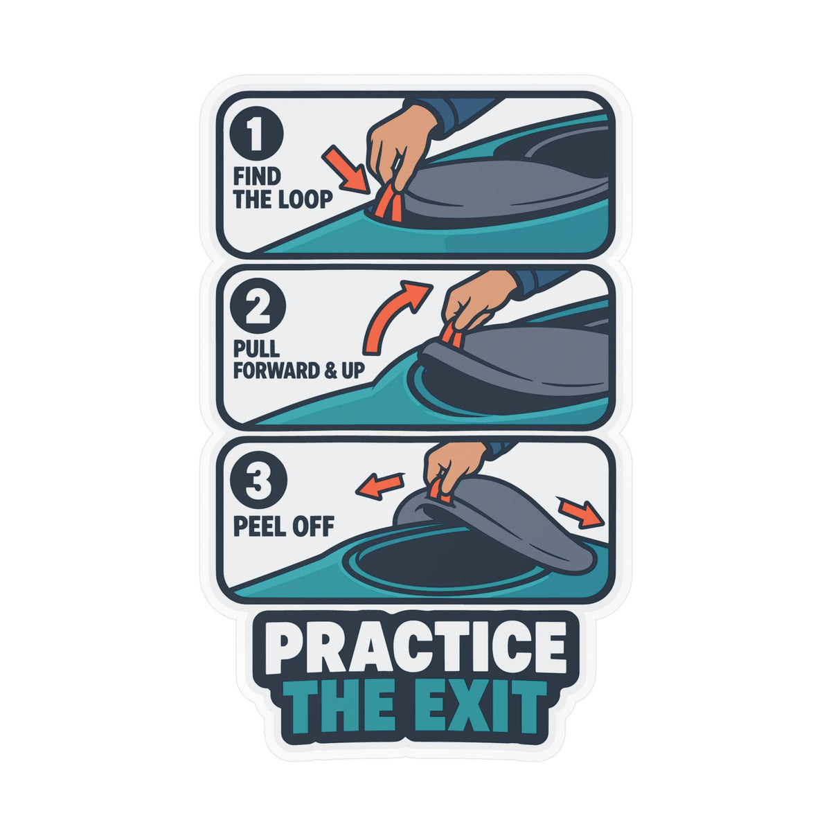 Kayak Sticker - Practice the Exit, Kayaking and Rowing Decals for a Kayaker's Laptop or Water Bottle