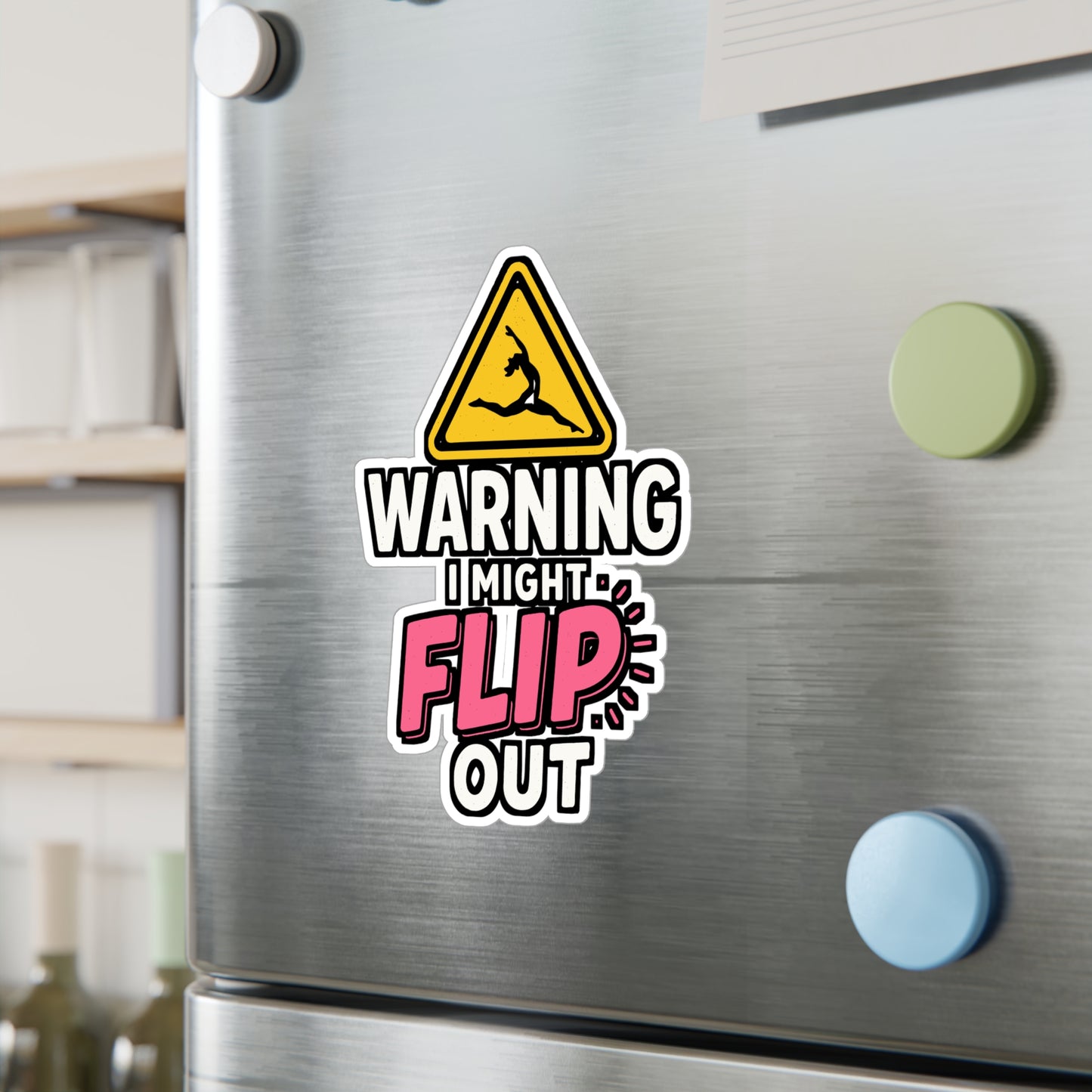Gymnastics Sticker – "Warning I Might Flip Out" Athlete Decals for Laptop, Water Bottle, Vinyl Competition Gymnast Gift, Waterproof
