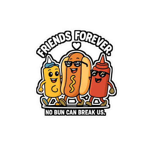 Friends Forever - Hotdog Sticker for Laptop, Water Bottle - Gift for Kids, Teens, Friends