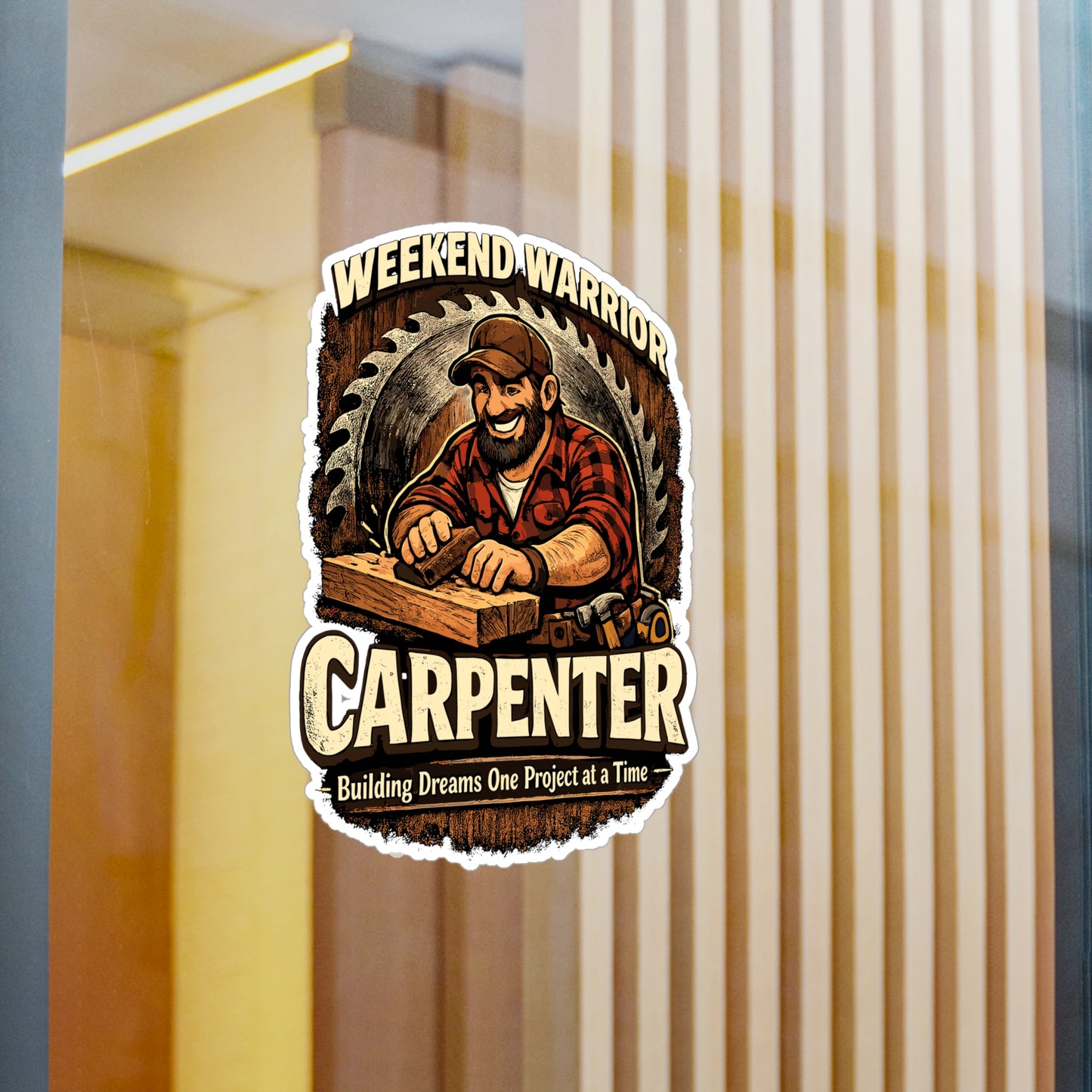 Carpenter Sticker Weekend Warrior Carpenter Woodworker Woodworking Vinyl Waterproof Decals for Laptop Water Bottle